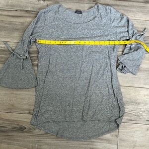 Gray Tie Front Relaxed Blouse